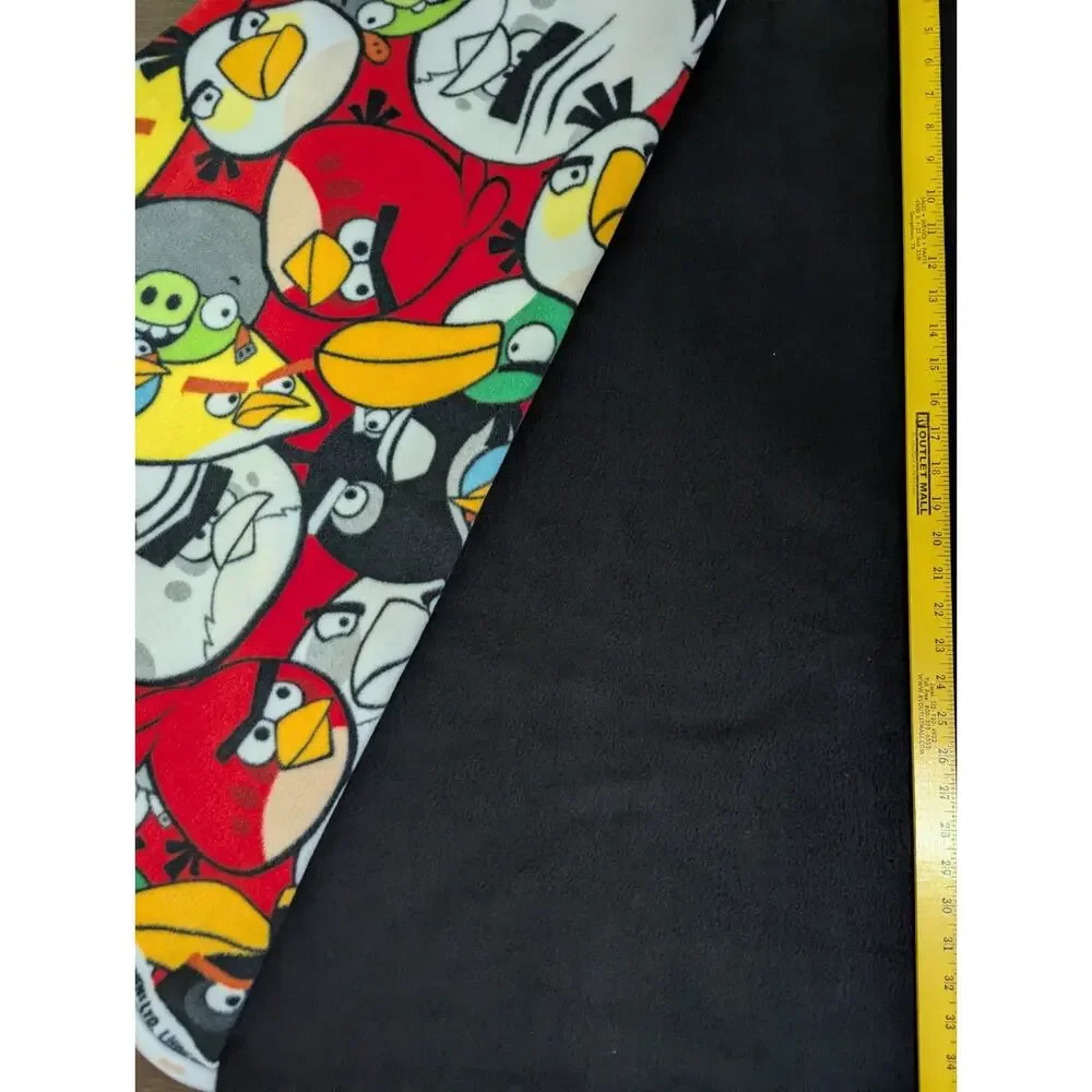 Set 2: Black Fleece Fabric Angry Birds Throw Blanket Diy New 49x59